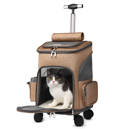 Transparent Pet Carrier Backpack with Trolley Options