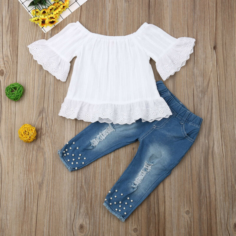 Girls' Shirt and Shorts Set – White