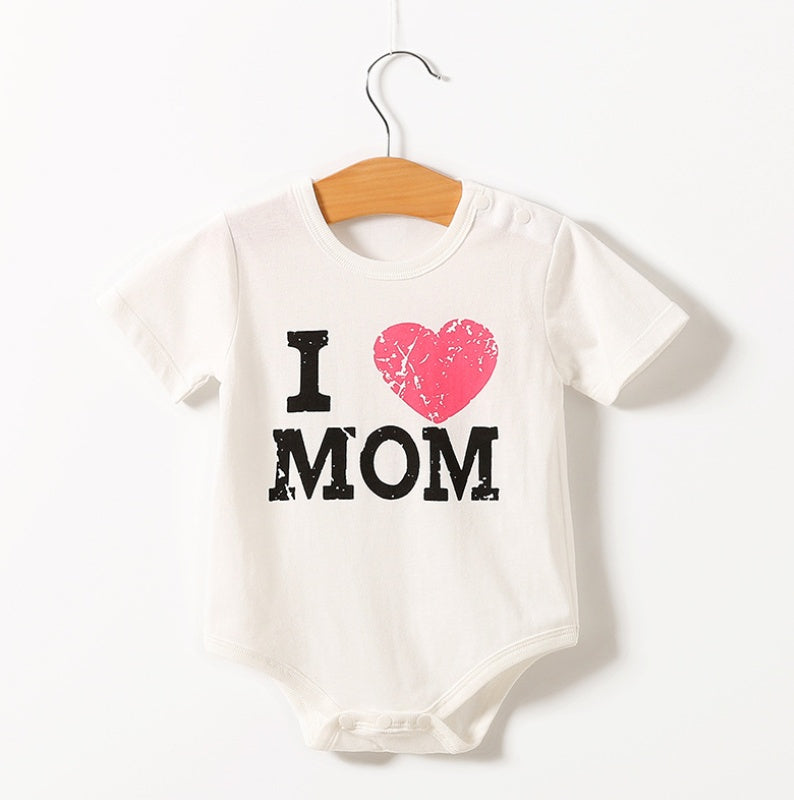 Baby Short-Sleeve Cotton Romper – Love Mom or Love Daddy