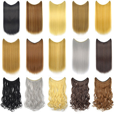 Straight Synthetic Invisible-Wire Hair Extensions – Approx. 22 in