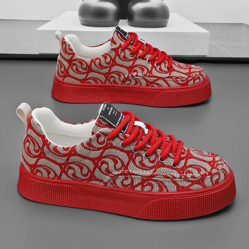 Men's Chunky-Sole Canvas Low-Top Sneakers