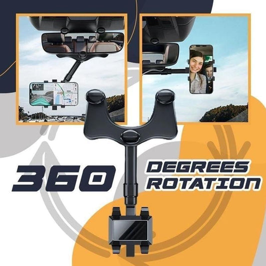 Rotating Rearview Mirror Phone Holder with Extendable Arm