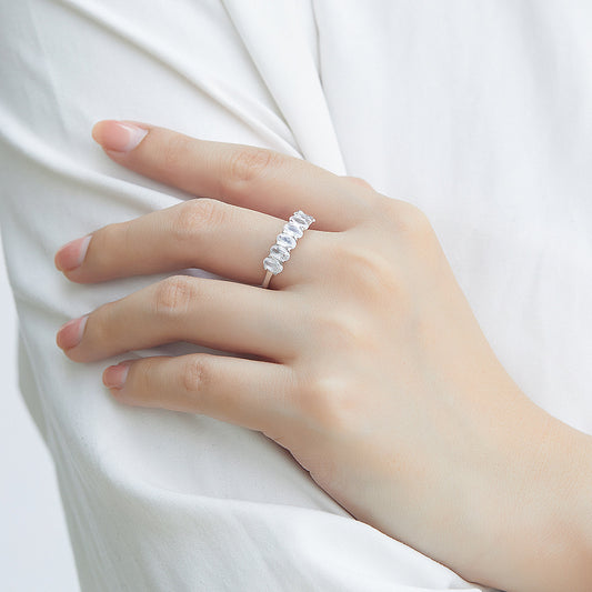 Women's Geometric Ring – White Gold Color