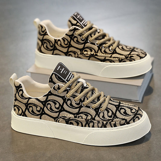 Men's Chunky-Sole Canvas Low-Top Sneakers