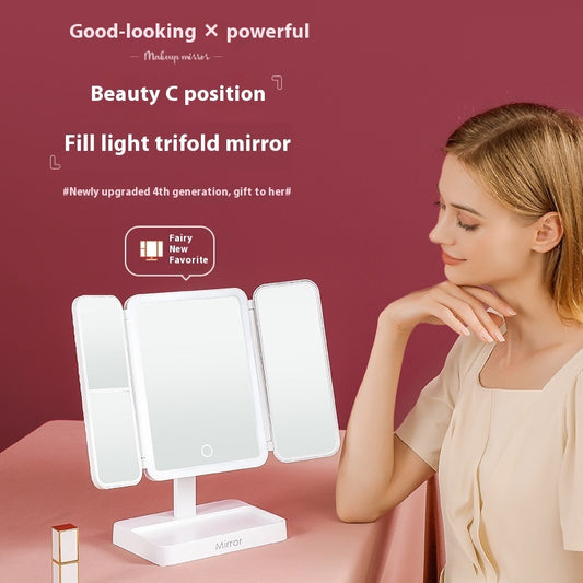 Lighted Tri-Fold Desktop Makeup Mirror